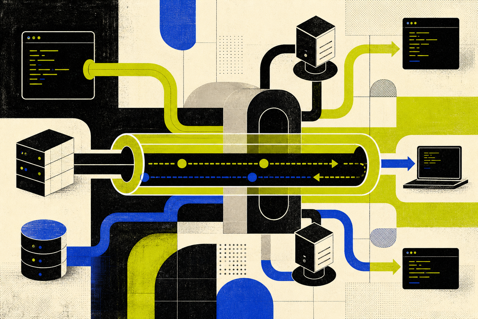 Abstract conduits and nodes representing an SSH tunnel